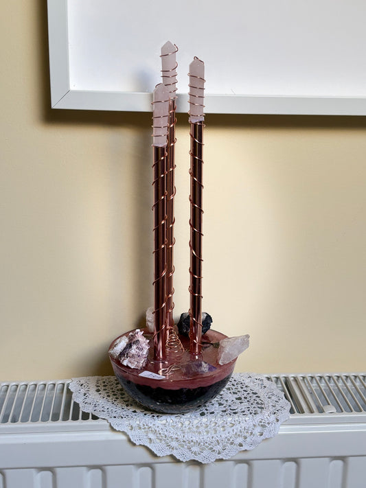 🌸 Trio Rozenkwarts Cloudbuster – Infinity Light